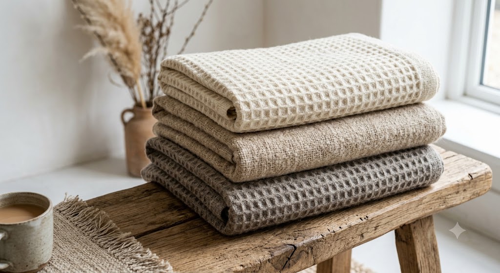 Monochromatic Muted Neutral Throw Blanket Stacks